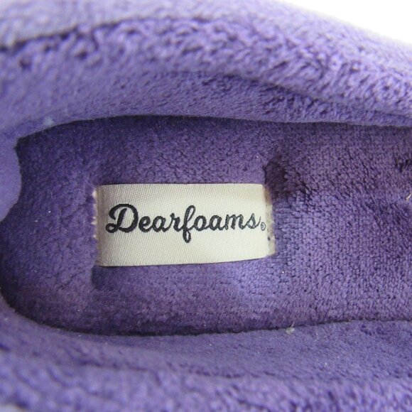 Dearfoams Women's Cozy Purple Velour Embroidered Ballet Slippers Size M (7-8) - Picture 6 of 10